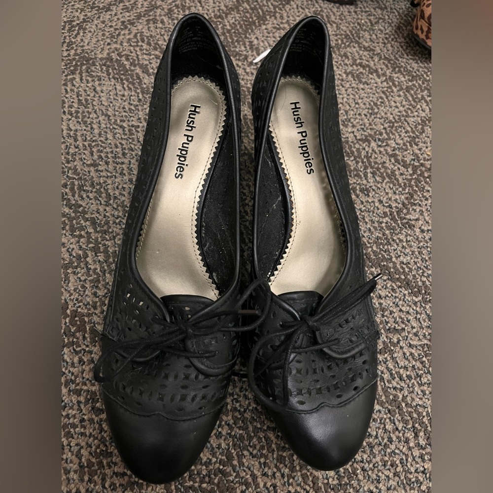 Hush Puppies Women's Black Lace-Up Flats